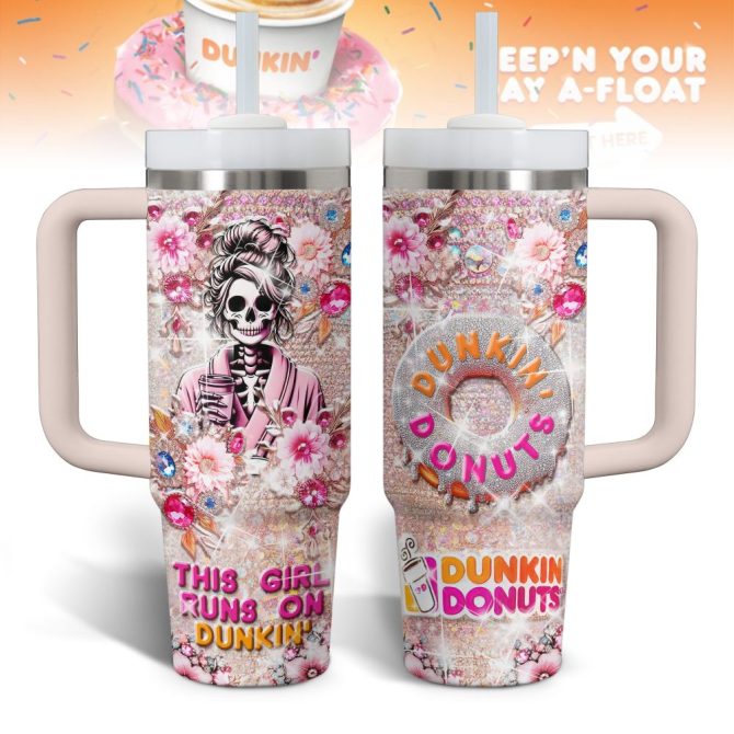 Dunkin Donuts Custom Stanley Quencher 40Oz Stainless Steel Tumbler With Handle