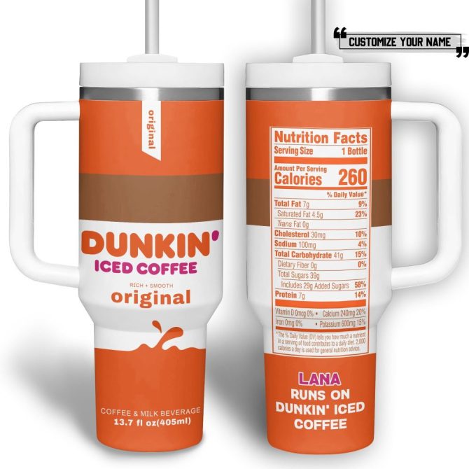 Dunkin Donuts Drink Custom Stanley Quencher 40Oz Stainless Steel Tumbler With Handle
