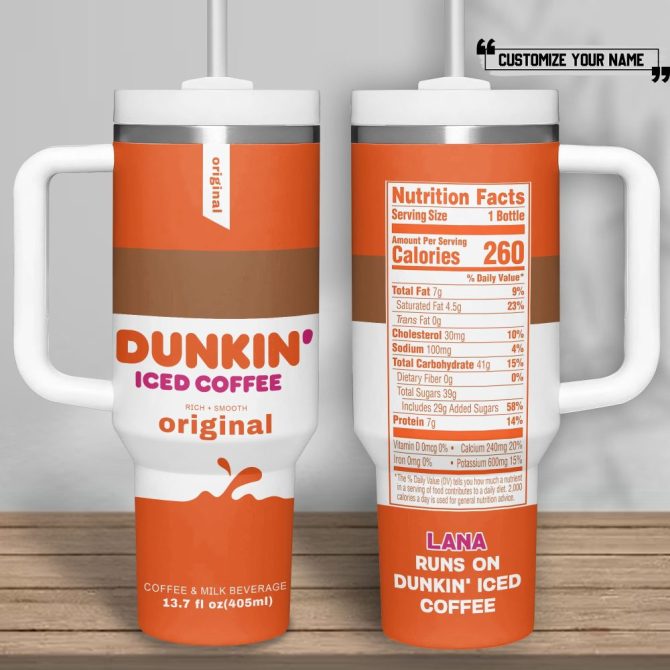 Dunkin Donuts Drink Custom Stanley Quencher 40Oz Stainless Steel Tumbler With Handle - Image 2