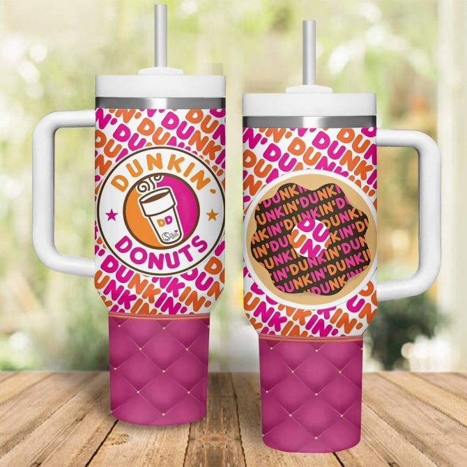 Dunkin #8217; Donuts #8217; Drinks Custom Stanley Quencher 40Oz Stainless Steel Tumbler