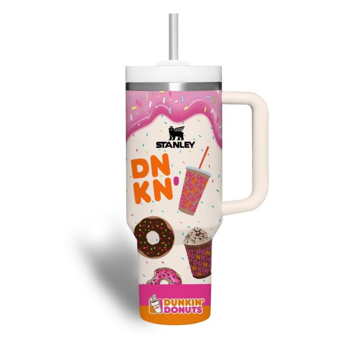Dunkin Donuts Drinks Custom Stanley Quencher 40Oz Stainless Steel Tumbler With Handle - Image 2