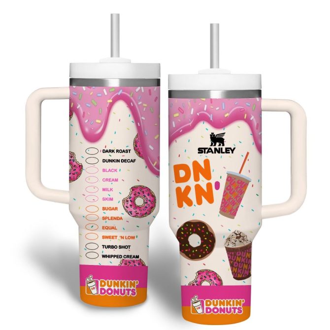 Dunkin Donuts Drinks Custom Stanley Quencher 40Oz Stainless Steel Tumbler With Handle - Image 3