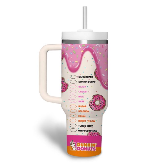 Dunkin Donuts Drinks Custom Stanley Quencher 40Oz Stainless Steel Tumbler With Handle - Image 4