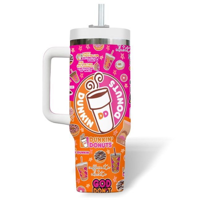 Dunkin #8217; Donuts Food Custom Stanley Quencher 40Oz Stainless Steel Tumbler - Image 4