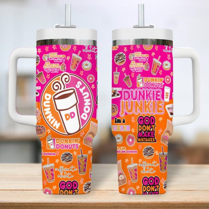 Dunkin #8217; Donuts Food Custom Stanley Quencher 40Oz Stainless Steel Tumbler