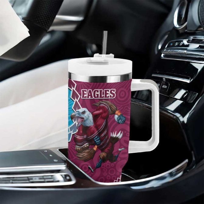 Eagles And Sharks Rugby Aboriginal Mix Polynesian Pattern Custom Stanley Quencher 40Oz Stainless Steel Tumbler With Handle - Image 8