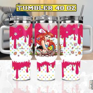 Easter Ariel The Little Mermaid Disney Cartoon Custom Stanley Quencher 40Oz Stainless Steel Tumbler With Handle