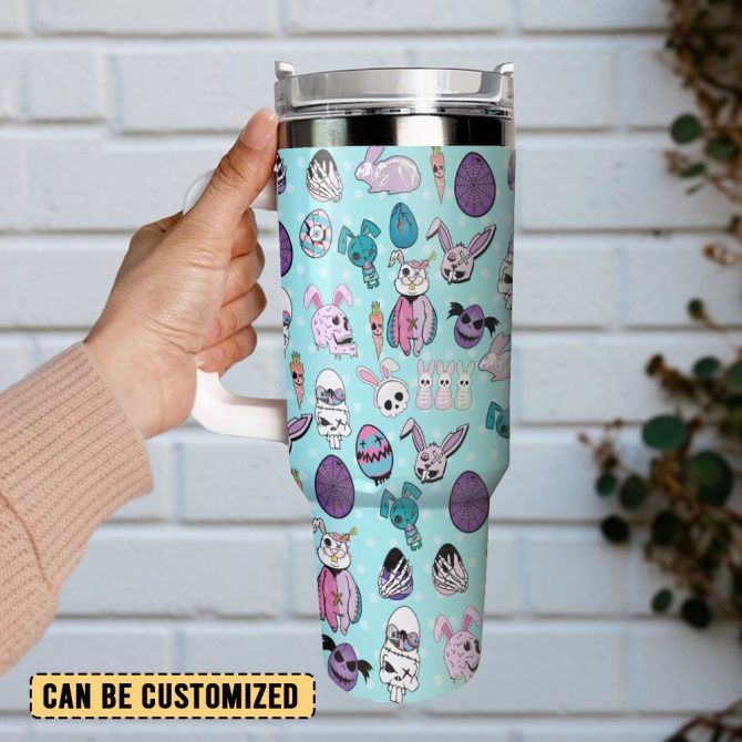Easter Bunny Custom Stanley Quencher 40Oz Stainless Steel Tumbler With Handle - Image 3