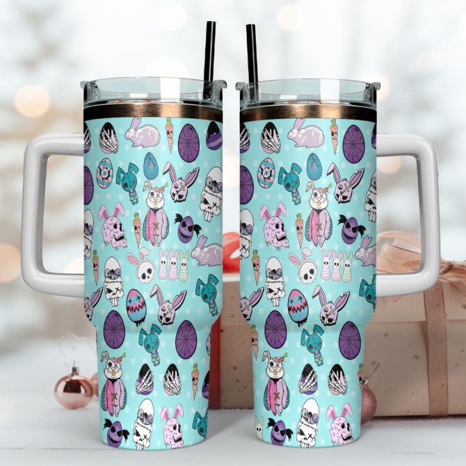 Easter Bunny Custom Stanley Quencher 40Oz Stainless Steel Tumbler With Handle - Image 4
