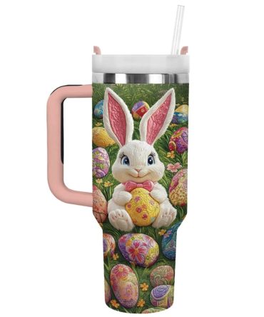 Easter Bunny Custom Stanley Quencher 40Oz Stainless Steel Tumbler With Handle