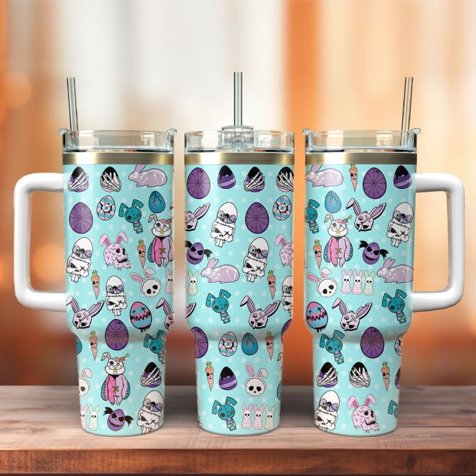 Easter Bunny Custom Stanley Quencher 40Oz Stainless Steel Tumbler With Handle
