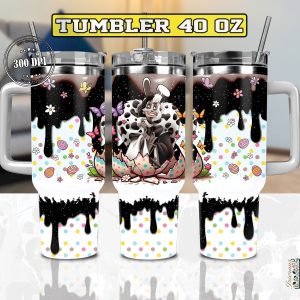 Easter Cruella De Vil 101 Dalmatians Disney Cartoon Custom Stanley Quencher 40Oz Stainless Steel Tumbler With Handle