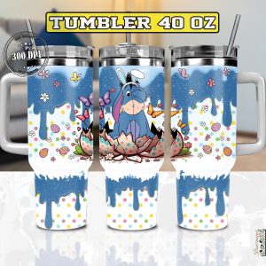 Easter Eeyore Winnie The Pooh Disney Cartoon Custom Stanley Quencher 40Oz Stainless Steel Tumbler With Handle
