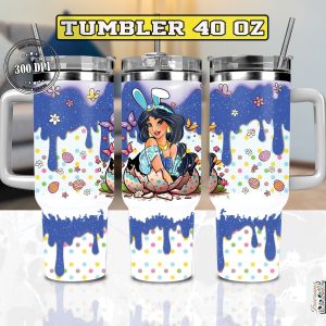 Easter Jasmine Disney Cartoon Custom Stanley Quencher 40Oz Stainless Steel Tumbler With Handle
