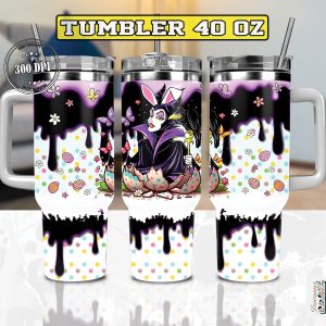 Easter Maleficent Sleeping Beauty Disney Cartoon Custom Stanley Quencher 40Oz Stainless Steel Tumbler With Handle