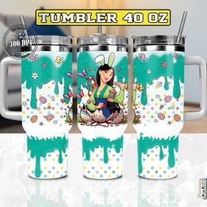 Easter Mulan Disney Cartoon Custom Stanley Quencher 40Oz Stainless Steel Tumbler With Handle