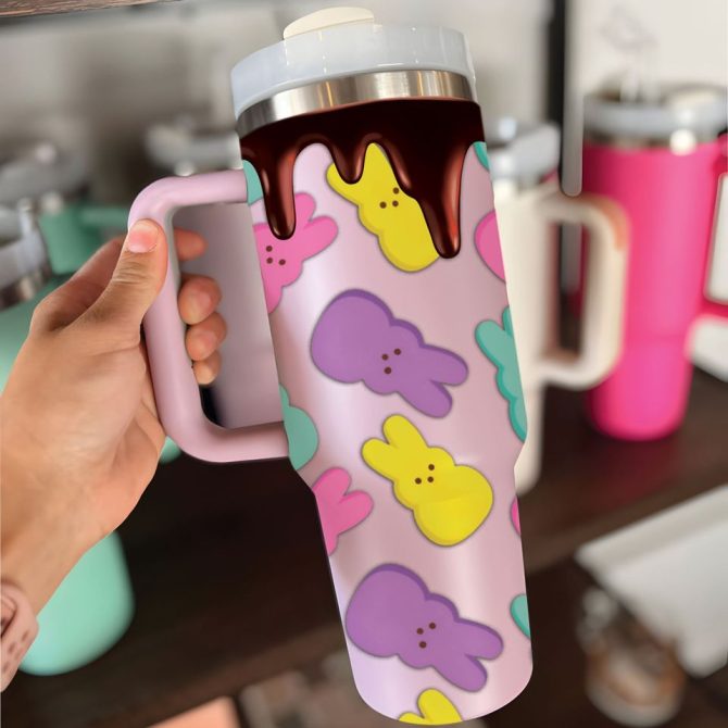 Easter Peeps Candy Custom Stanley Quencher 40Oz Stainless Steel Tumbler