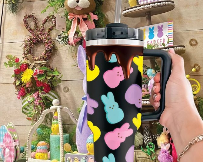 Easter Peeps Candy Custom Stanley Quencher 40Oz Stainless Steel Tumbler
