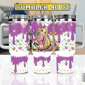 Easter Rapunzel Disney Cartoon Custom Stanley Quencher 40Oz Stainless Steel Tumbler With Handle