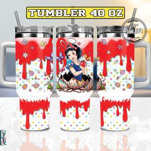 Easter Snow White Disney Cartoon Custom Stanley Quencher 40Oz Stainless Steel Tumbler With Handle