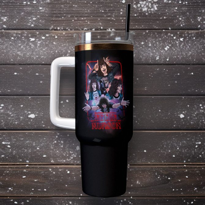 Eddie Munson Stranger Things Movies Custom Stanley Quencher 40Oz Stainless Steel Tumbler With Handle - Image 2