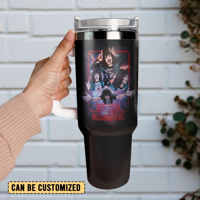 Eddie Munson Stranger Things Movies Custom Stanley Quencher 40Oz Stainless Steel Tumbler With Handle - Image 3
