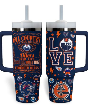 Edmonton Oilers Nhl Custom Stanley Quencher 40Oz Stainless Steel Tumbler With Handle