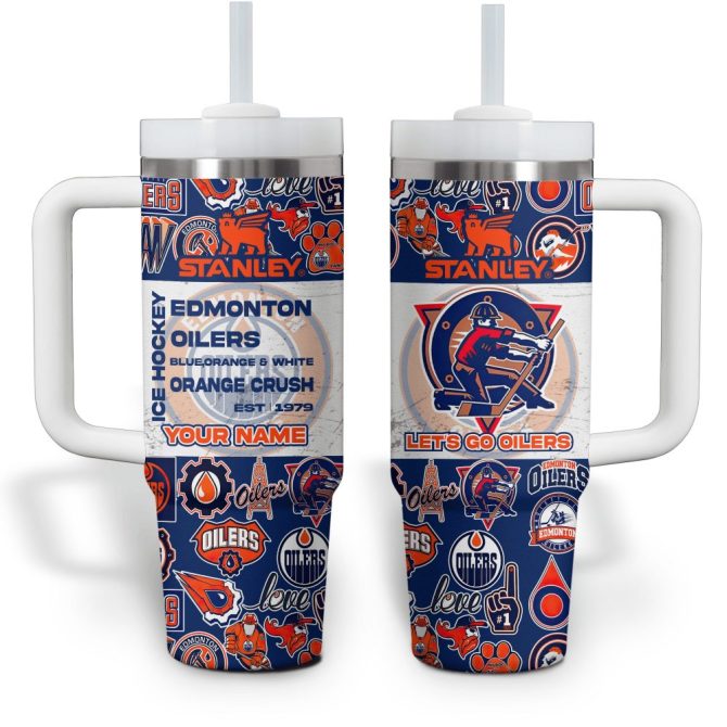 Edmonton Oilers Nhl Custom Stanley Quencher 40Oz Stainless Steel Tumbler With Handle - Image 2