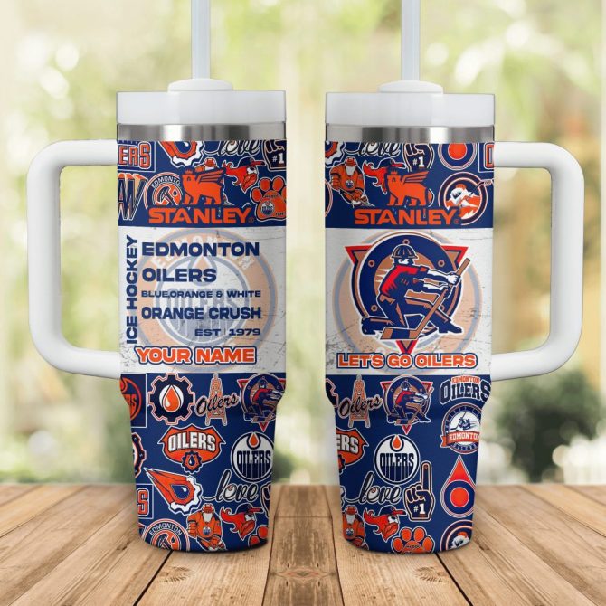 Edmonton Oilers Nhl Custom Stanley Quencher 40Oz Stainless Steel Tumbler With Handle - Image 3