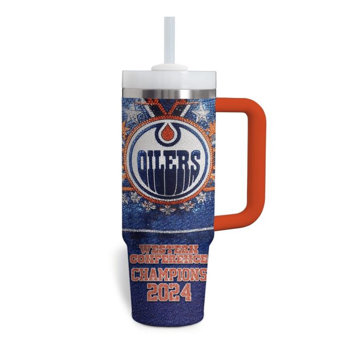 Edmonton Oilers Nhl Custom Stanley Quencher 40Oz Stainless Steel Tumbler With Handle - Image 3