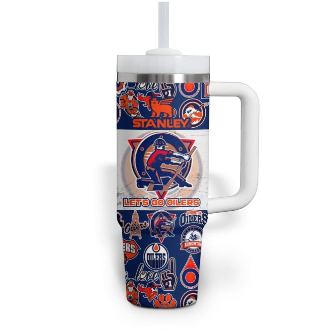Edmonton Oilers Nhl Custom Stanley Quencher 40Oz Stainless Steel Tumbler With Handle - Image 4