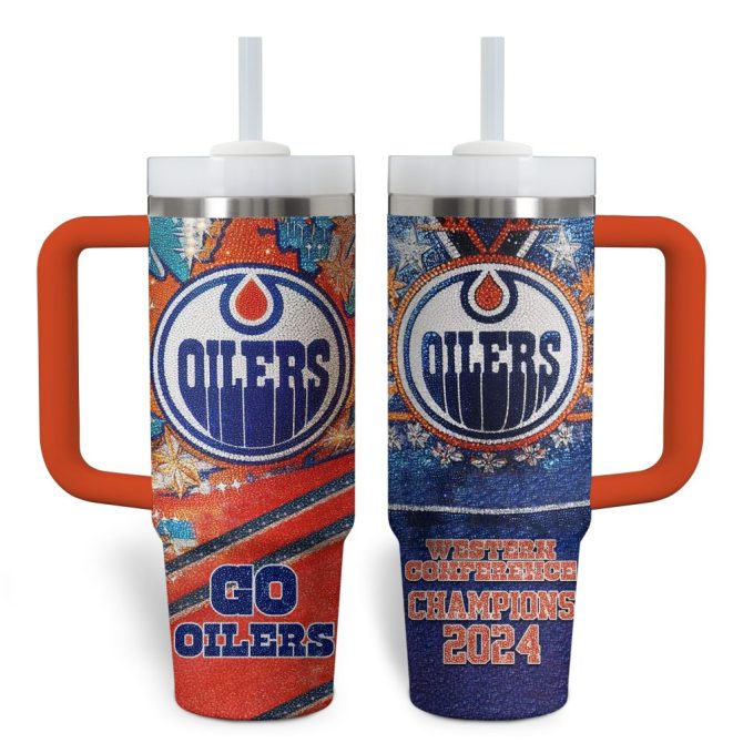 Edmonton Oilers Nhl Custom Stanley Quencher 40Oz Stainless Steel Tumbler With Handle