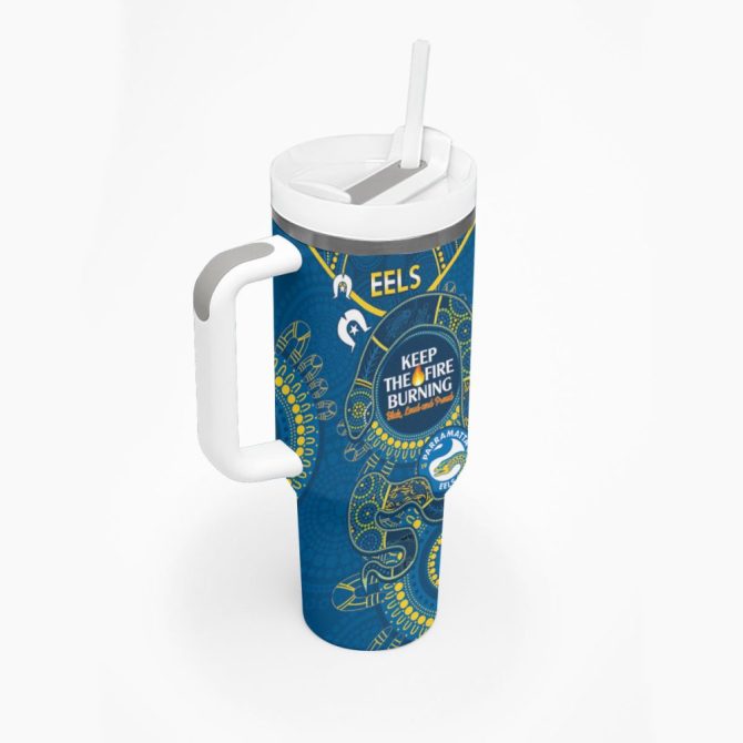 Eels Naidoc Week Nrl Custom Stanley Quencher 40Oz Stainless Steel Tumbler - Image 3