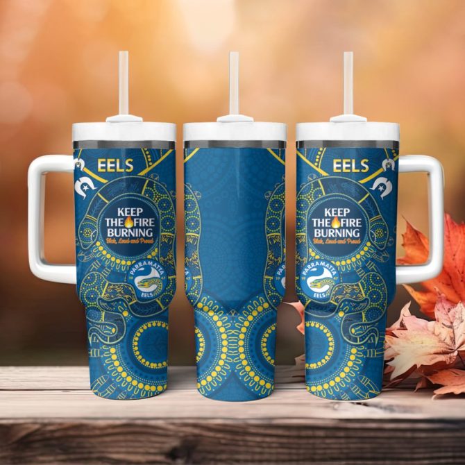 Eels Naidoc Week Nrl Custom Stanley Quencher 40Oz Stainless Steel Tumbler - Image 5