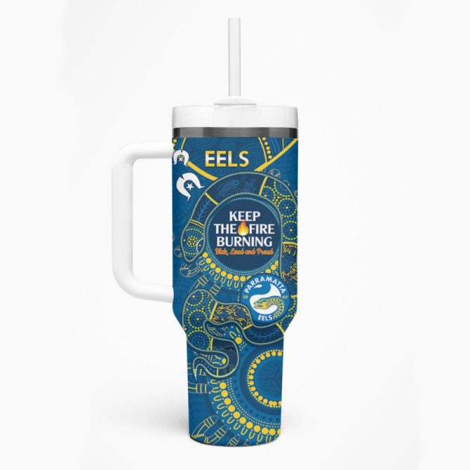 Eels Naidoc Week Nrl Custom Stanley Quencher 40Oz Stainless Steel Tumbler - Image 2