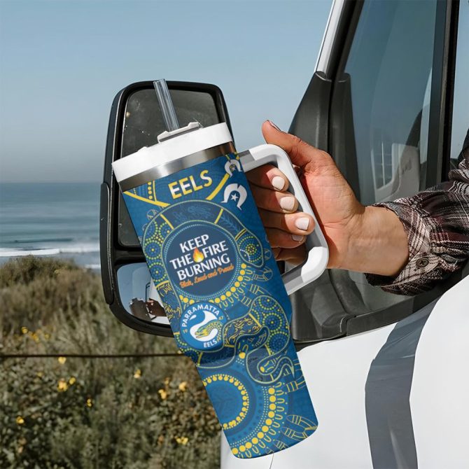 Eels Naidoc Week Nrl Custom Stanley Quencher 40Oz Stainless Steel Tumbler - Image 8