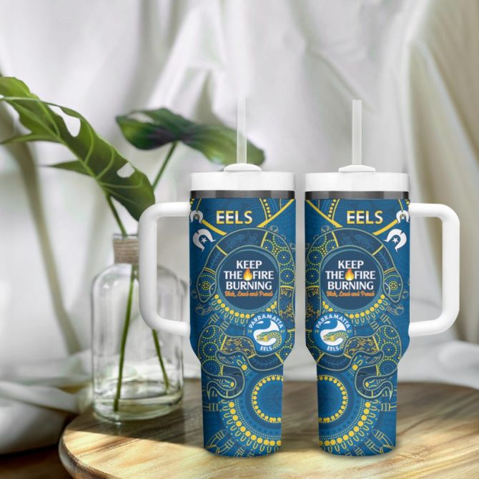 Eels Naidoc Week Nrl Custom Stanley Quencher 40Oz Stainless Steel Tumbler - Image 10