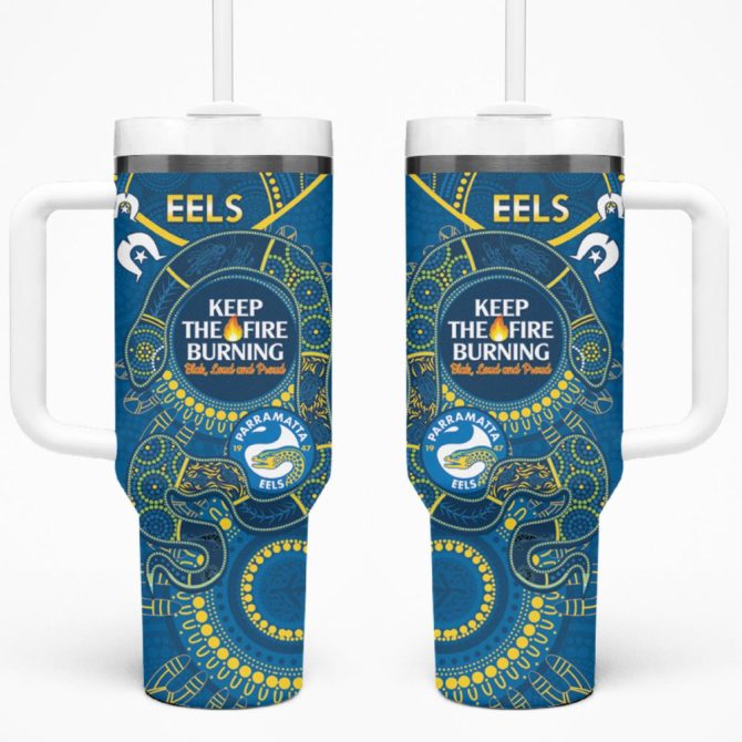 Eels Naidoc Week Nrl Custom Stanley Quencher 40Oz Stainless Steel Tumbler