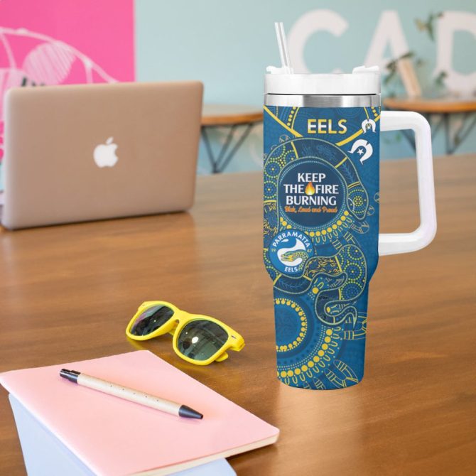 Eels Naidoc Week Nrl Custom Stanley Quencher 40Oz Stainless Steel Tumbler - Image 6