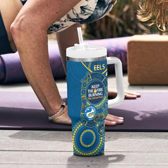 Eels Naidoc Week Nrl Custom Stanley Quencher 40Oz Stainless Steel Tumbler - Image 7