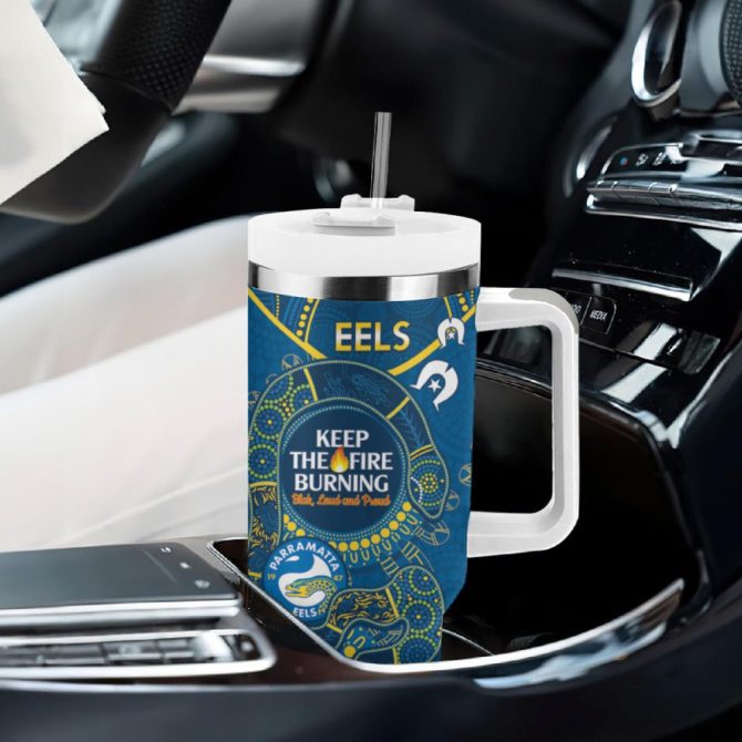 Eels Naidoc Week Nrl Custom Stanley Quencher 40Oz Stainless Steel Tumbler - Image 9