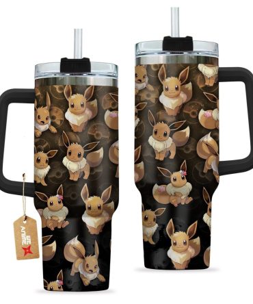 Eevee Pokemon Anime Custom Stanley Quencher 40Oz Stainless Steel Tumbler