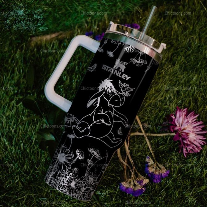 Eeyore Cartoon Custom Stanley Quencher 40Oz Stainless Steel Tumbler - Image 5