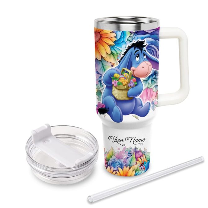 Eeyore Cartoon Custom Stanley Quencher 40Oz Stainless Steel Tumbler - Image 3