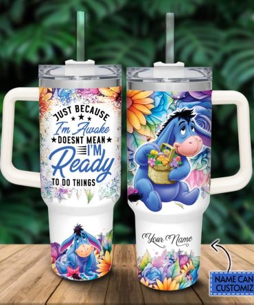 Eeyore Cartoon Custom Stanley Quencher 40Oz Stainless Steel Tumbler