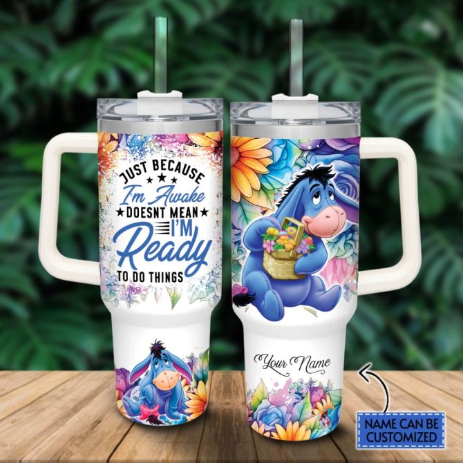 Eeyore Cartoon Custom Stanley Quencher 40Oz Stainless Steel Tumbler