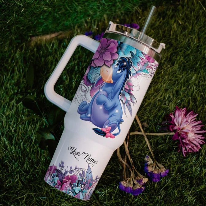 Eeyore Cartoon Custom Stanley Quencher 40Oz Stainless Steel Tumbler - Image 6