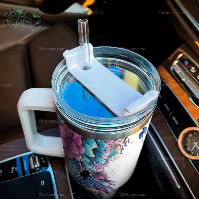 Eeyore Cartoon Custom Stanley Quencher 40Oz Stainless Steel Tumbler - Image 4