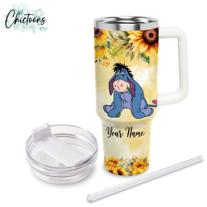 Eeyore Cartoon Custom Stanley Quencher 40Oz Stainless Steel Tumbler - Image 2