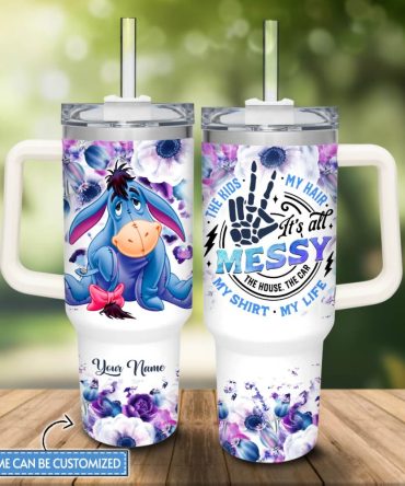 Eeyore Cartoon Custom Stanley Quencher 40Oz Stainless Steel Tumbler